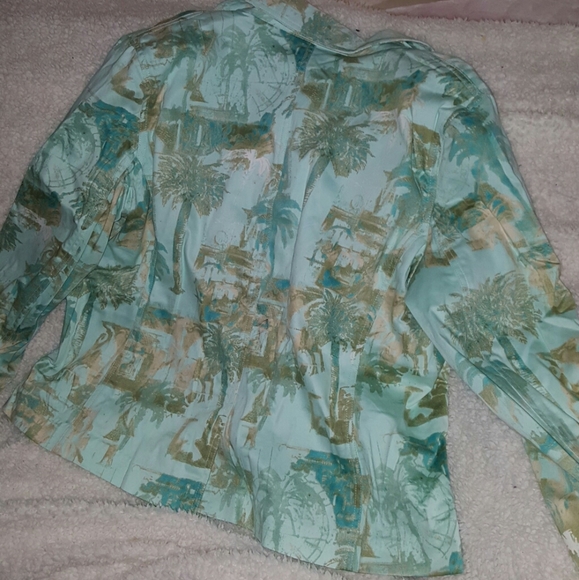 Caribbean Joe Blue Tropical Palm Stretch Blazer - Picture 5 of 6